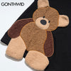GONTHWID Harajuku Creative Embroidery Bear Color Block Patchwork Tees Shirts Streetwear 2023 Hip Hop Casual Short Sleeve Tshirts