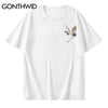 GONTHWID Harajuku Embroidery Crane Tees Shirts Mens 2023 Hip Hop Streetwear Tshirts Summer Casual Short Sleeve Tops Male