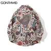 GONTHWID Harajuku Streetwear Shirts Coats Graffiti Bandana Paisley Pattern Pockets Shirt Hip Hop Long Sleeve Button Tops