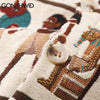 GONTHWID Harajuku Streetwear Shirts Coats Vintage Egyptian Stripe Shirt Jackets Hip Hop Blouse Loose Casual Button Top