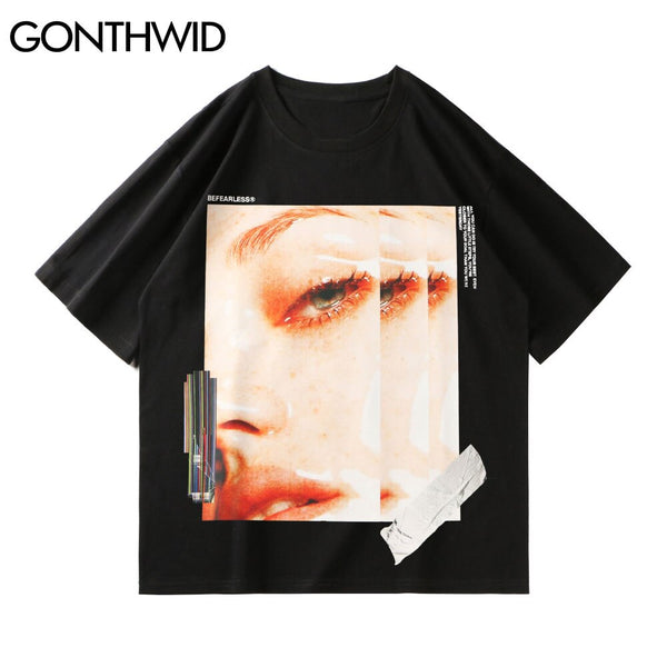 GONTHWID Harajuku Tees Shirts Girl Poster Cotton Tshirts Streetwear T-Shirts Mens Hip Hop Short Sleeve Casual Loose Tops