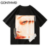 GONTHWID Harajuku Tees Shirts Girl Poster Cotton Tshirts Streetwear T-Shirts Mens Hip Hop Short Sleeve Casual Loose Tops