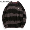 GONTHWID Harajuku Tie Dye Striped Pullover Sweatshirts Hoodies 2023 Mens Hip Hop Casual Streetwear Hoodie Outwear Tops