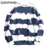 GONTHWID Harajuku Tie Dye Striped Pullover Sweatshirts Hoodies 2023 Mens Hip Hop Casual Streetwear Hoodie Outwear Tops