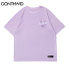 GONTHWID Harajuku Tshirts Cartoon Bear Rabbit Space Short Sleeve Tees Shirts Streetwear Hip Hop Casual Cotton Loose Tops