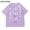 GONTHWID Harajuku Tshirts Cartoon Bear Rabbit Space Short Sleeve Tees Shirts Streetwear Hip Hop Casual Cotton Loose Tops