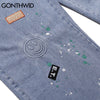 GONTHWID Harem Denim Jeans Embroidery Smile Face Graffiti Ink Jogger Baggy Pants Streetwear Men Hip Hop Harajuku Casual Trousers