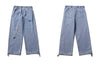 GONTHWID Harem Denim Jeans Embroidery Smile Face Graffiti Ink Jogger Baggy Pants Streetwear Men Hip Hop Harajuku Casual Trousers