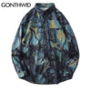 GONTHWID Hawaiian Beach Shirts Graffiti Spider Butterfly Insect Print Long Sleeve Button Shirt Men Hip Hop Casual Punk Rock Tops