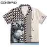 GONTHWID Hawaiian Beach Shirts Hip Hop Michelangelo David Statue Print Shirt Harajuku Casual Tropical Aloha Streetwear Tops