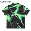 GONTHWID Hawaiian Beach Shirts Streetwear Lightning Print Shirt Streetwear Hip Hop Harajuku Casual Aloha Tropical Tops