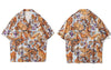 GONTHWID Hawaiian Shirt Streetwear Animal Tiger Shirts Streetwear Men Hip Hop Harajuku Casual Beach Holiday Button Casual Tops