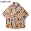 GONTHWID Hawaiian Shirts Harajuku Cartoon Animal Cats Print Beach Shirt Holiday Streetwear Hip Hop Tropical Casual Tops