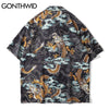 GONTHWID Hawaiian Shirts Harajuku Chinese Dragon Beach Shirt Streetwear Hip Hop Casual Holiday Tropical Short Sleeve Button Tops