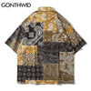 GONTHWID Hawaiian Shirts Streetwear Bandana Paisley Pattern Print Beach Shirt Hip Hop Harajuku Casual Tropical Holiday Tops