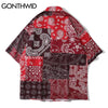 GONTHWID Hawaiian Shirts Streetwear Bandana Paisley Pattern Print Beach Shirt Hip Hop Harajuku Casual Tropical Holiday Tops