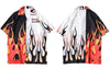 GONTHWID Hawaiian Shirts Streetwear Fire Flame Color Block Patchwork Shirt Men Harajuku Casual Hip Hop Beach Button Tops