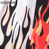 GONTHWID Hawaiian Shirts Streetwear Fire Flame Color Block Patchwork Shirt Men Harajuku Casual Hip Hop Beach Button Tops