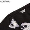 GONTHWID Hawaiian Shirts Streetwear Skull Skeleton Print Beach Shirt Streetwear Hip Hop Casual Tropical Harajuku Button Tops