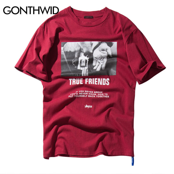 GONTHWID Hip Hop Hands Printed Short Sleeve T Shirts 2023 Spring Summer Casual Cotton Tops Tees Mens Streetwear Tshirts