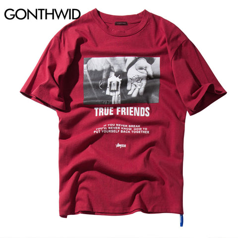 GONTHWID Hip Hop Hands Printed Short Sleeve T Shirts 2023 Spring Summer Casual Cotton Tops Tees Mens Streetwear Tshirts