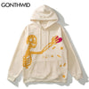 GONTHWID Hip Hop Streetwear Hoodie Sweatshirt Skeleton Patch Fleece Hooded 2023 Mens Harajuku Winter Cotton Pullover Brown
