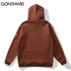 GONTHWID Hip Hop Streetwear Hoodie Sweatshirt Skeleton Patch Fleece Hooded 2023 Mens Harajuku Winter Cotton Pullover Brown