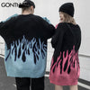 GONTHWID Hip Hop Sweaters Fire Flame Knitted Sweater Jumpers Streetwear Harajuku 2023 Mens Casual Pullover Tops Coats