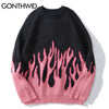 GONTHWID Hip Hop Sweaters Fire Flame Knitted Sweater Jumpers Streetwear Harajuku 2023 Mens Casual Pullover Tops Coats