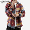 GONTHWID Hip Hop Tie Dye Snap Button Long Sleeve Shirts Men Casual Streetwear Dress Shirt Coats Male Hipster Shirts Tops
