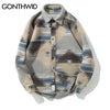 GONTHWID Hip Hop Tie Dye Snap Button Long Sleeve Shirts Men Casual Streetwear Dress Shirt Coats Male Hipster Shirts Tops