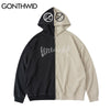 GONTHWID Hip Hop Zip Up Gothic Hoodie Jacket Hooded Sweatshirt Two Tone Punk Zipper Coat 2023 Mens Harajuku Autumn Cotton Jacket