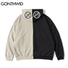 GONTHWID Hip Hop Zip Up Gothic Hoodie Jacket Hooded Sweatshirt Two Tone Punk Zipper Coat 2023 Mens Harajuku Autumn Cotton Jacket