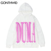 GONTHWID Hoodies Hip Hop Graffiti 3D Letter Print Hooded Sweatshirts Streetwear Harajuku Loose Casual Fleece Pullover Outerwear