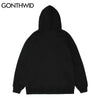 GONTHWID Hoodies Hip Hop Graffiti 3D Letter Print Hooded Sweatshirts Streetwear Harajuku Loose Casual Fleece Pullover Outerwear
