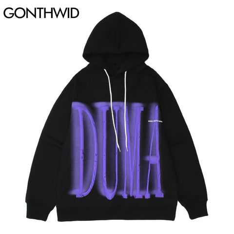 GONTHWID Hoodies Hip Hop Graffiti 3D Letter Print Hooded Sweatshirts Streetwear Harajuku Loose Casual Fleece Pullover Outerwear