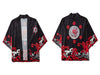 GONTHWID Japanese Devil Print Kimono Cardigan Shirts Casual Open Front Coats Streetwear Harajuku Hip Hop Jackets Summer Tops Men