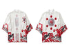 GONTHWID Japanese Devil Print Kimono Cardigan Shirts Casual Open Front Coats Streetwear Harajuku Hip Hop Jackets Summer Tops Men