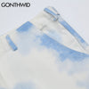 GONTHWID Jeans Pants Harajuku Graffiti Tie Dye Jean Denim Pants Streetwear Mens Casual Hip Hop Loose Trousers