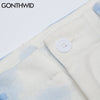 GONTHWID Jeans Pants Harajuku Graffiti Tie Dye Jean Denim Pants Streetwear Mens Casual Hip Hop Loose Trousers