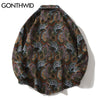 GONTHWID Knitted Shirts Harajuku Bandana Paisley Pattern Flowers Button Shirt Hip Hop Casual Long Sleeve Streetwear Tops Coats