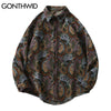 GONTHWID Knitted Shirts Harajuku Bandana Paisley Pattern Flowers Button Shirt Hip Hop Casual Long Sleeve Streetwear Tops Coats