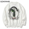 GONTHWID Knitted Sweaters Hip Hop Lightning 3D Angel Statue Print Pullover Sweater Streetwear Hip Hop Casual Loose Tops
