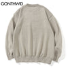GONTHWID Knitted Sweaters Hip Hop Lightning 3D Angel Statue Print Pullover Sweater Streetwear Hip Hop Casual Loose Tops