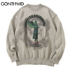 GONTHWID Knitted Sweaters Hip Hop Lightning 3D Angel Statue Print Pullover Sweater Streetwear Hip Hop Casual Loose Tops