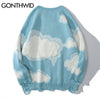 GONTHWID Knitwear Sweater Women Harajuku Hip Hop Streetwear Knitted Cloud Ripped Holes Casual Kawaii Loose Pullover Jumpers Tops