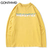 GONTHWID Long Sleeve Tees Shirts Creative Print Casual Loose Skateboard Tshirts Streetwear Mens Hip Hop Harajuku Tops