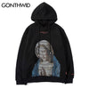 GONTHWID Madonna In Prayer Painting Print Fleece Hoodies Religion Hooded Sweatshirts Men Hip Hop Casual Streetwear Tops Outwear