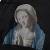 GONTHWID Madonna In Prayer Painting Print Fleece Hoodies Religion Hooded Sweatshirts Men Hip Hop Casual Streetwear Tops Outwear