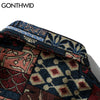 GONTHWID Nation Style Knitted Shirts Casual Geometry Pattern Button Shirts Streetwear Harajuku Hip Hop Casual Tops Coats